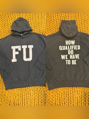 Fear of God Vintage Black FU Logo Hoodie